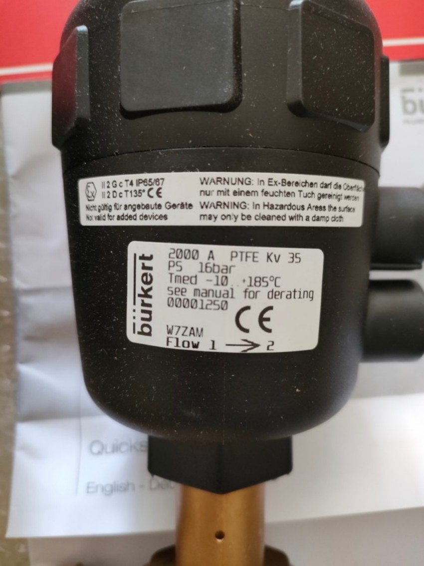 德国burkert宝德电磁阀 A25 0NBR VA G1 1/4 PN0.2-16bar 110v 8w